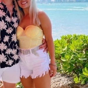 Yellow strapless top